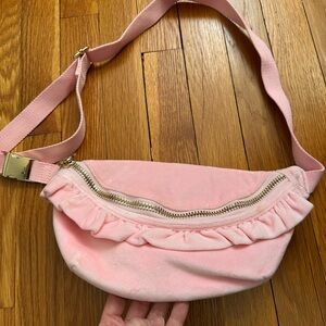 Stoney Clover Lane Velour Pink Ruffled Fanny Pack
